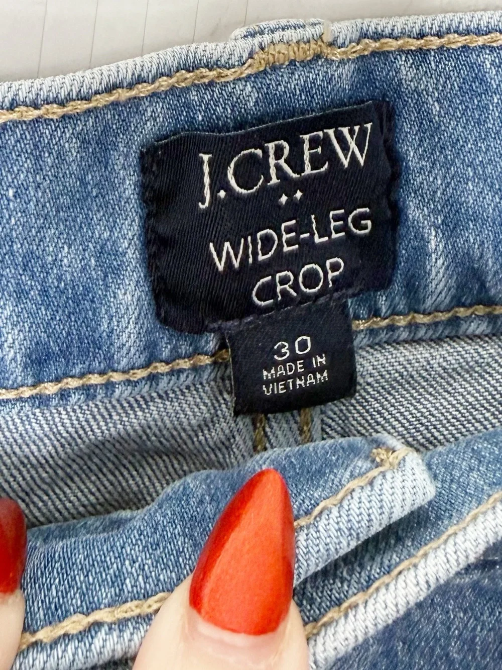 J. CREW | Wide Leg High Rise Cropped Patch Pocket Classic Denim Jeans  Sz. 30
